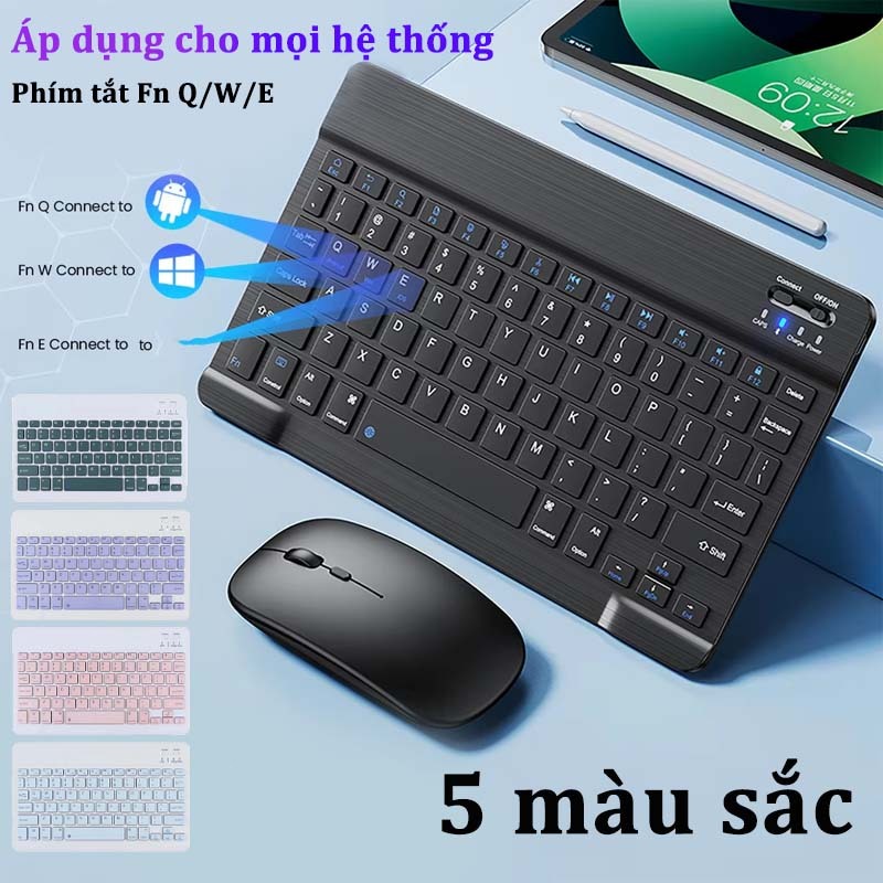 Bàn Phím Bluetooth Mini Không Dây Phù Hợp Với Bộ Chuột Kết Nối Mạnh Cho Android Windows Ipad Máy Tính Laptop