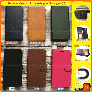 [Mã ELMS10 giảm 6% đơn 50K] Bao da Vsmart Aris/ Aris pro (Aris, pro 5G) nắp gập, chống đỡ xem phim, chất da sang trọng