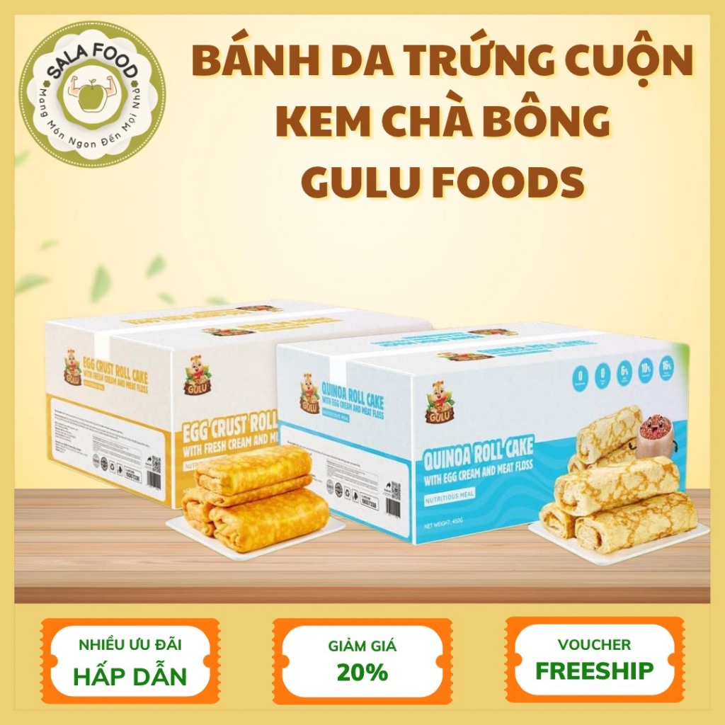 COMBO 2 Thùng Bánh Da Trứng Cuộn Kem Chà Bông GULU FOODS