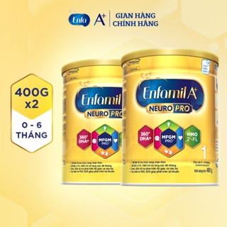Bộ 2 lon Sữa Bột Enfamil A+ Neuropro 1 - FL HMO Vị Nhạt Dễ Uống – 400g