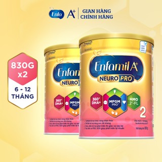 Bộ 2 lon Sữa Bột Enfamil A+ Neuropro 2 - FL HMO Vị Nhạt Dễ Uống – 830g