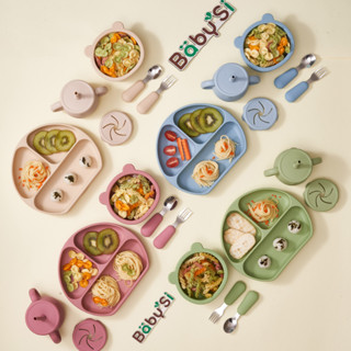 Khay Ăn Dặm Silicon Cho Bé Ăn Dặm Có Đế Hút Chân Không Chống Đổ