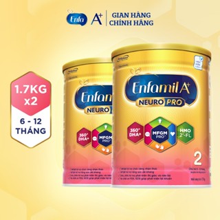 Bộ 2 lon Sữa Bột Enfamil A+ Neuropro 2 - FL HMO Vị Nhạt Dễ Uống – 1.7kg