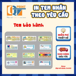 Combo 1000 tem bảo hành, tem vỡ, tem niêm phong, tem hàng chính hãng thiết kế theo yêu cầu