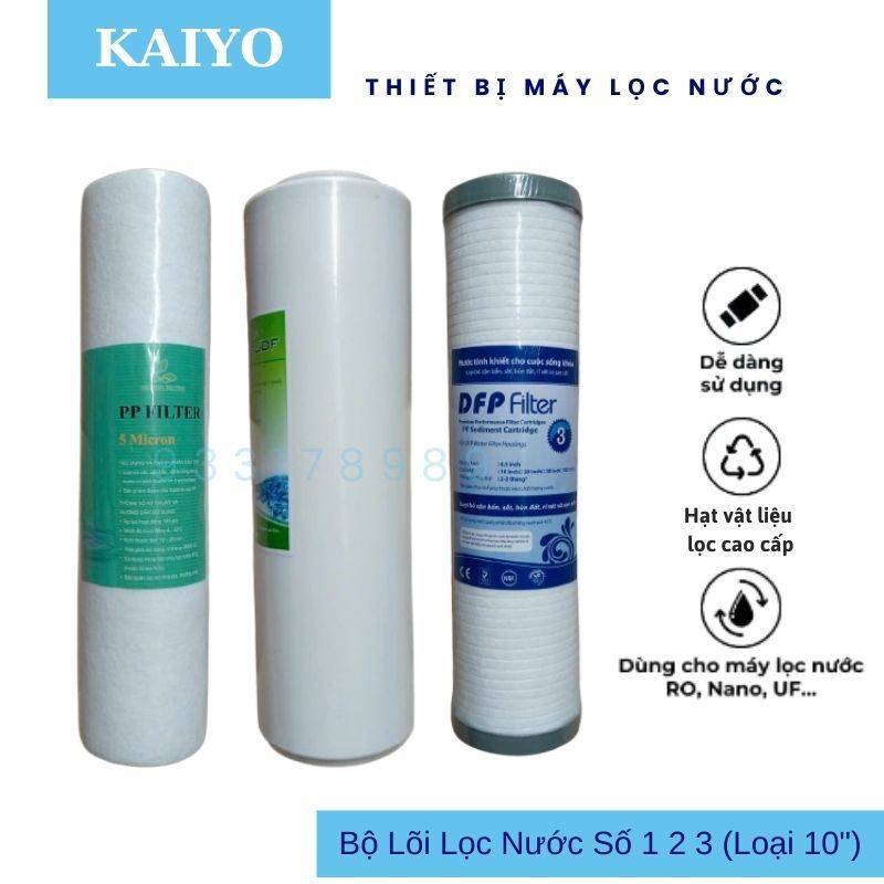 Bộ Lõi Lọc Nước Số 123 Cho Tất Cả Máy Lọc RO Lọc Sạch Cặn Bẩn - KAIYO (T)