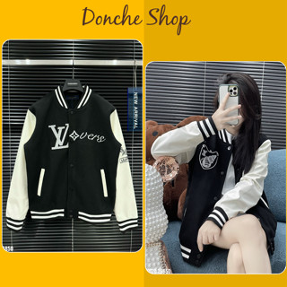 Áo Khoác Bomber Lờ Vê Phối Thêu Hình Logo Thương Hiệu  - Áo Bomber Nam Nữ LV Chất Cao Cấp 880138