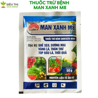 Chế phẩm xử lý bệnh Mancozeb Man xanh M8 50g phòng trừ bệnh thán thư, sương mai, mốc sương, ghẻ sẹo, đốm lá trên cây