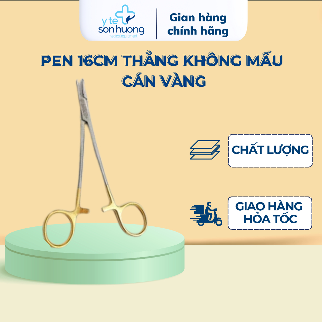 Pen 16cm thẳng không mấu cán vàng