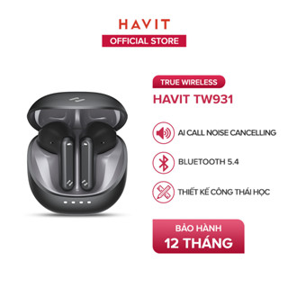 Tai Nghe True Wireless HAVIT TW931, Bluetooth 5.4, Khử Ồn AI, Nghe Đến 6H - Hàng Chính Hãng