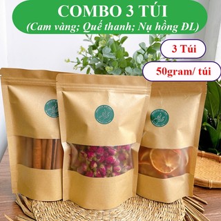  Combo 3 túi Cam vàng Quế thanh Nụ hồng Đà lạt mỗi túi 50   100 gram giúp làm ấm cơ thể giải cảm giảm đau họng 