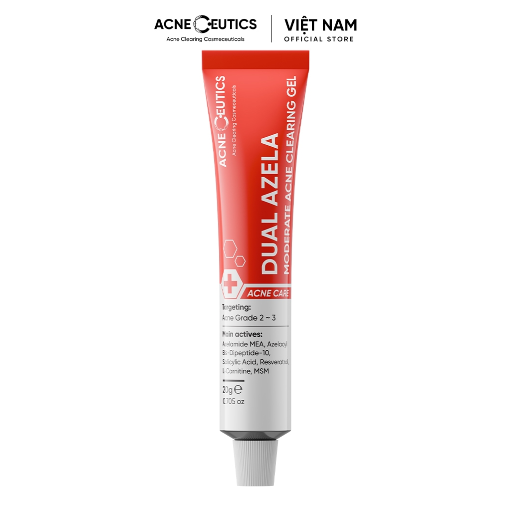   Chính hãng AcneCeutics Dual Azela Moderate Acne Clearing Gel | Hỗ trợ làm Giảm và Ngăn ngừa Mụn 
