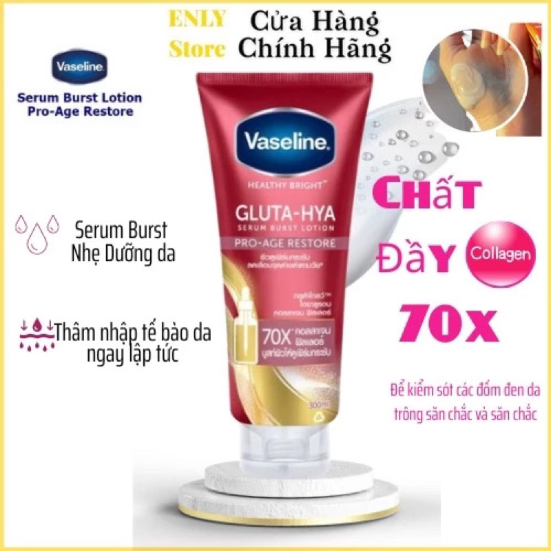 [Mẫu Mới 2023] Sữa dưỡng thể Siêu Trắng 70x Collagen Vaseline Gluta Hya Pro Age Restore 70X Trắng Da