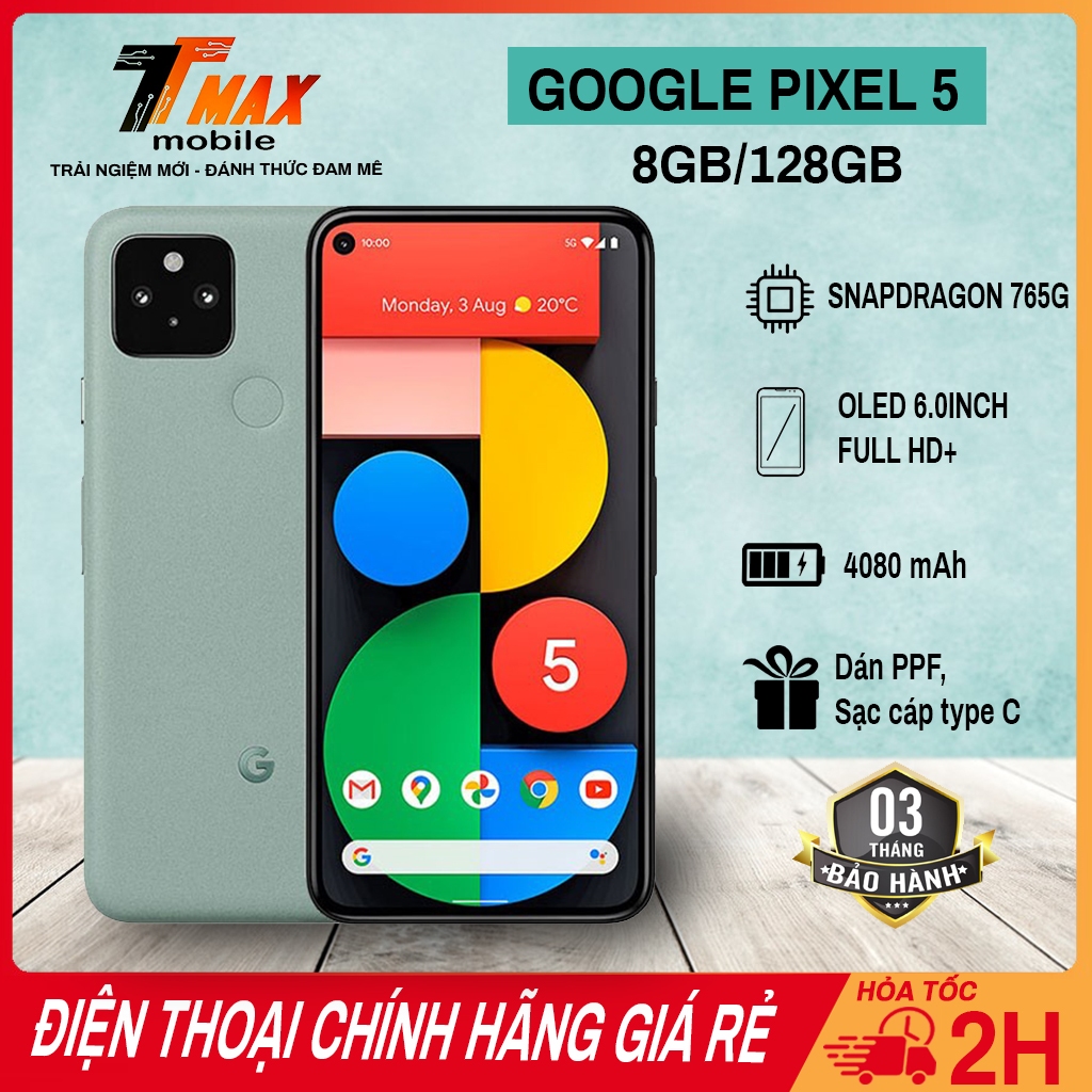 Điện thoại Pixel 5, Snapdragon 765G, Ram8G/128G pin 4085, siêu camera cực mượt