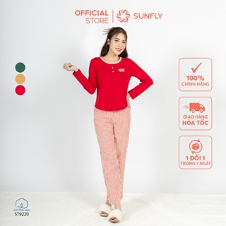 Đồ bộ mặc nhà nữ SUNFLY áo cotton USA dài tay quần dài kate ST9220 đồ bộ nữ chất cao cấp thiết kế thể thao năng động