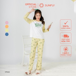 Đồ bộ mặc nhà nữ SUNFLY cotton compact ht áo dài quần dài đồ bộ nữ chất liệu co dãn thoáng khí thiết kế trẻ trungST9226
