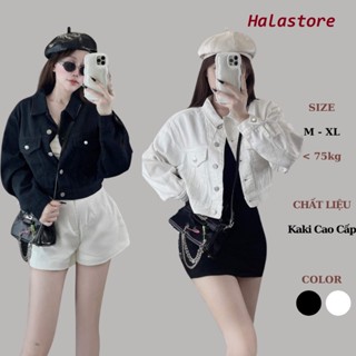 Áo Khoác KaKi Nữ Dài Tay Kiểu Dáng Croptop, Áo Khoác Ngoài Cho Nữ Form Rộng BigSize 335T