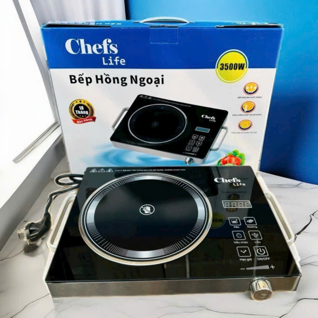 BẾP HỒNG NGOẠI ĐƠN CHEFS LIFE ,BẾP ĐIỆN HỒNG NGOẠI KHÔNG KÉN NỒI,ĐIỀU KHIỂN CẢM ỨNG CÔNG SUẤT 3500W