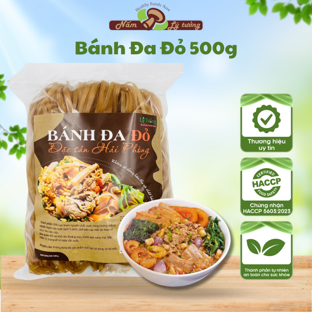 Bánh Đa Đỏ Hải Phòng 500g - Thực phẩm Lý Tưởng - Sợi To Dai Ngon Chính Hiêu, Đặc Sản Hải Phòng