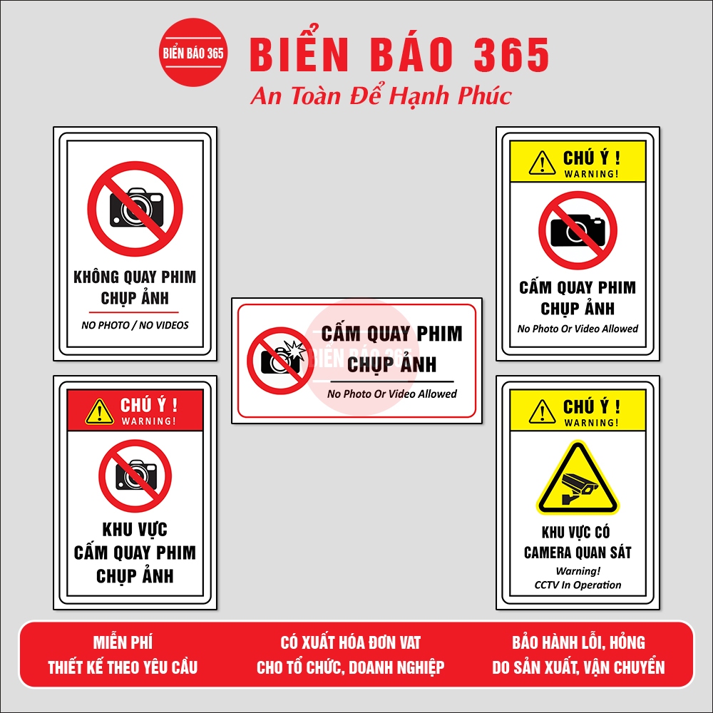 Biển báo cấm quay phim chụp ảnh, biển báo không quay phim, không chụp ảnh