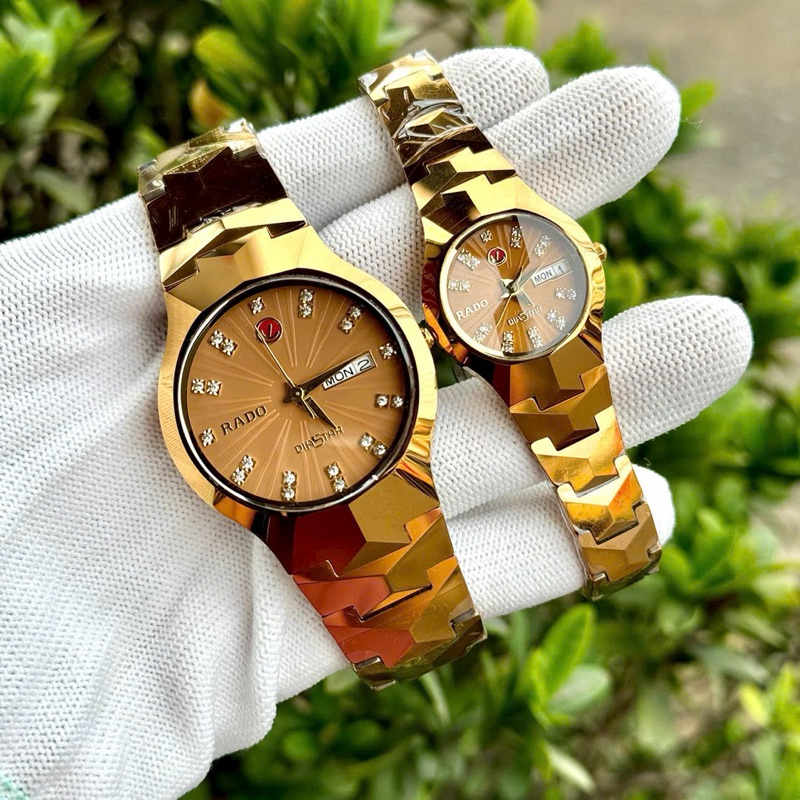 Đồng hồ đôi R.D đá Cerramic nguyên khối sang xịn, bền màu, máy pin Nhật, chống nước 3ATM