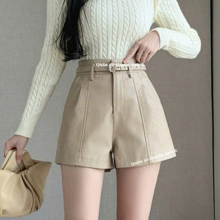  Quần short dùi da 2 túi chéo trước kèm đai lưng 