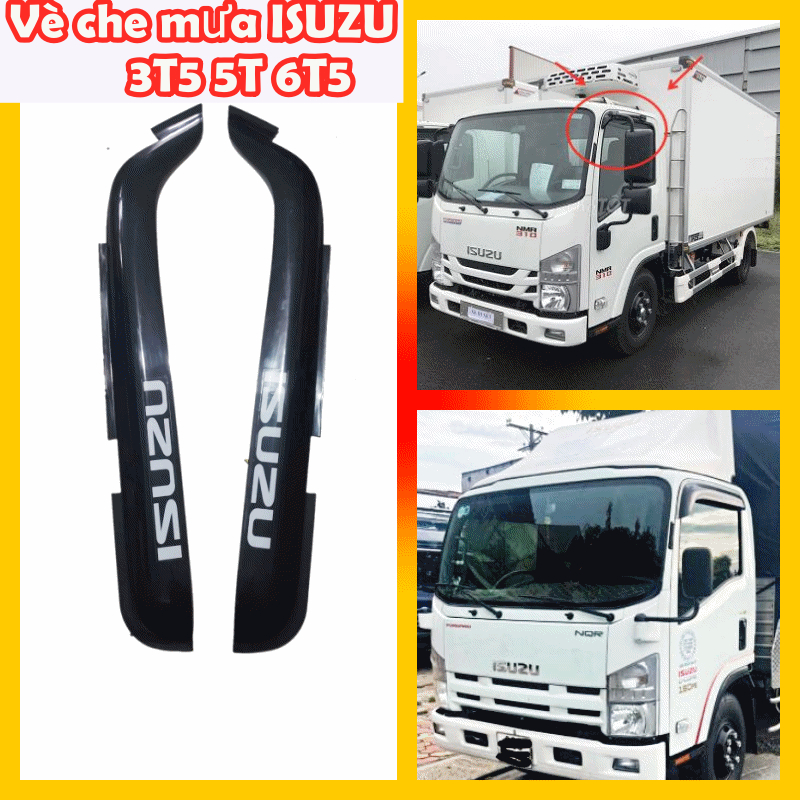 Vè che mưa kính cửa xe tải Isuzu 1t9 3t 3t5 đầu vuông NMR310 đời mới và đời cũ vè nhựa dày đẹp ( giá