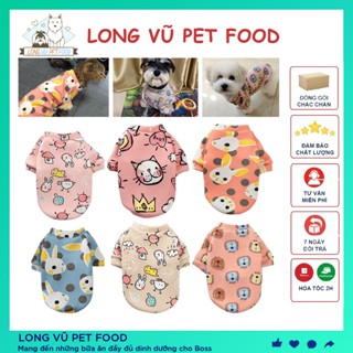  Áo cho chó áo cho mèo chất liệu nỉ có tay vải mịn lót lông họa tiết xinh xắn - Long Vũ Pet Food 