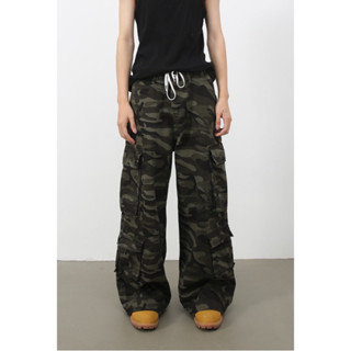 Quần cargo xanh rêu ống rộng widefit túi hộp phong cách basic, cleanfit, streetwear