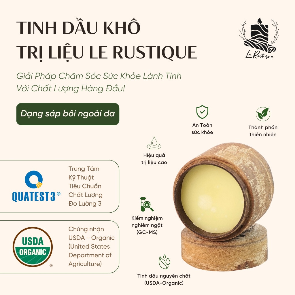 Tinh Dầu Khô Trị Liệu Le Rustique HỖ TRỢ GIẢM ĐAU CƠ, CỔ VAI GÁY - 20gram - Chính Hãng
