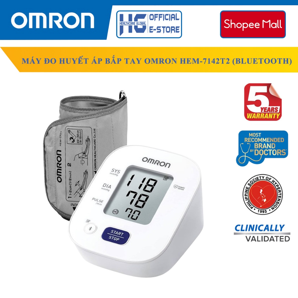 Máy Đo Huyết Áp Bắp Tay Omron Hem-7142T2 | Công Nghệ Đo Intellisense Cho Kết Quả Chính Xác Trong Vài Phút