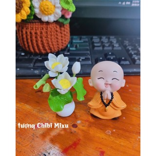 Chậu hoa sen trắng bằng đất sét Nhật