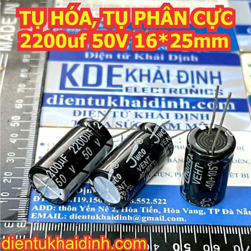 20 con TỤ HÓA TỤ PHÂN CỰC chân dài 2200uf 10V 16V 25V 35V 50V 63V đủ cỡ KDE1816