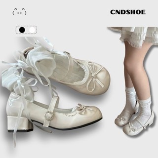 ( SHIP HỎA TỐC ) Giày Búp Bê Nữ Dolly Shoes Cài Quai Đính Nơ Ren Đế Cao 4CM Phong Cách Lolita