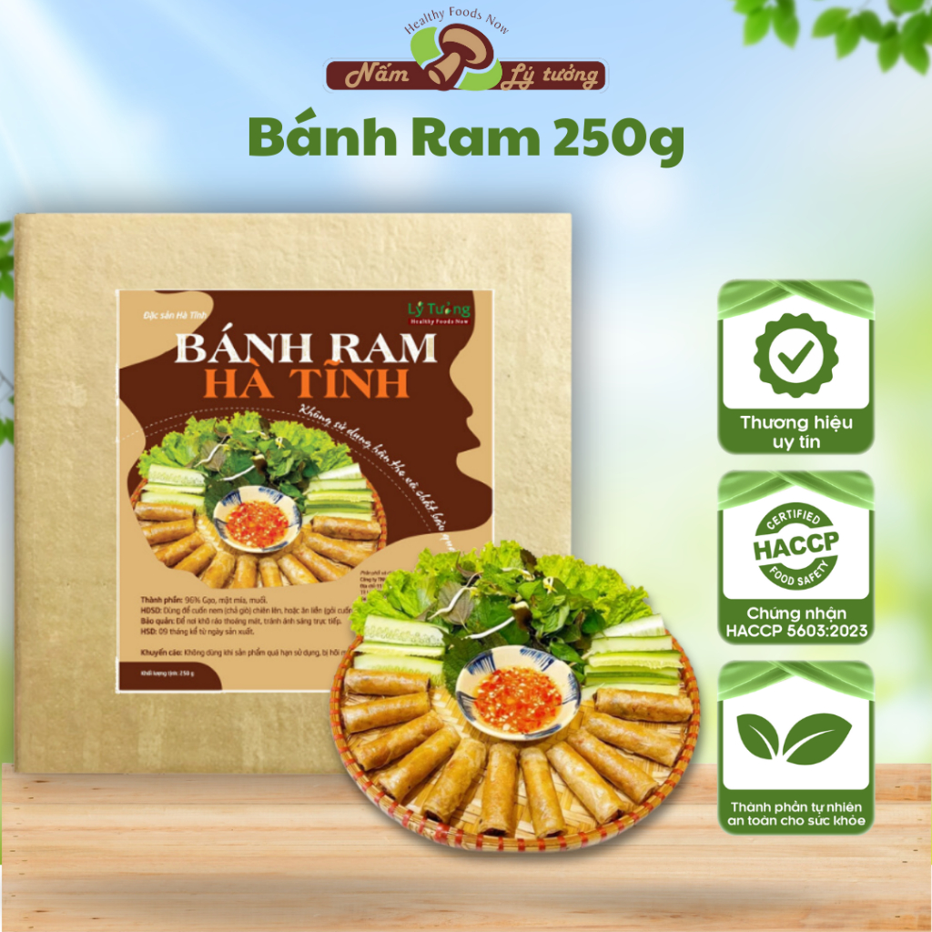 Bánh Ram Hà Tĩnh 250g - Thực phẩm Lý Tưởng - Chả Ram Cuốn Nem Giòn Ngon, Phơi Sương Hút Chân Không