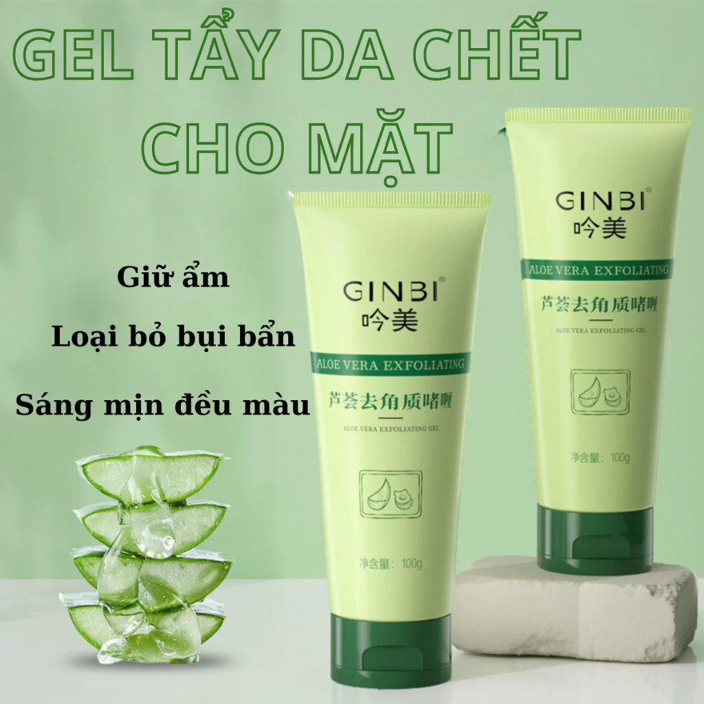 Tẩy Tế Bào Chết Nha Đam GINBI Tẩy Sạch Da Chết Bụi Bẩn Dưỡng Ẩm Trắng Da Mềm Mịn Chống Lão Hoá 100g