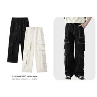 Quần Box Kaki KEVIN Viền Chỉ Túi Hộp Phong Cách Nam Nữ Unisex - quần jogger kaki vải dày dặn, đứng form GIDI