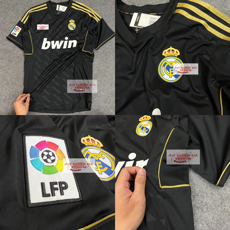 Retro.REAL 11/12 - Áo Bóng Đá RETRO CLASSIC hàng Thái cao cấp - RETRO.Real đen vđồng