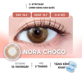  Kính áp tròng EYEIYAGI lens nâu chocolate Nora Choco cận 3 tháng độ cận 0-8 DIA 14.2mm | Lens chính hãng Hàn Quốc 