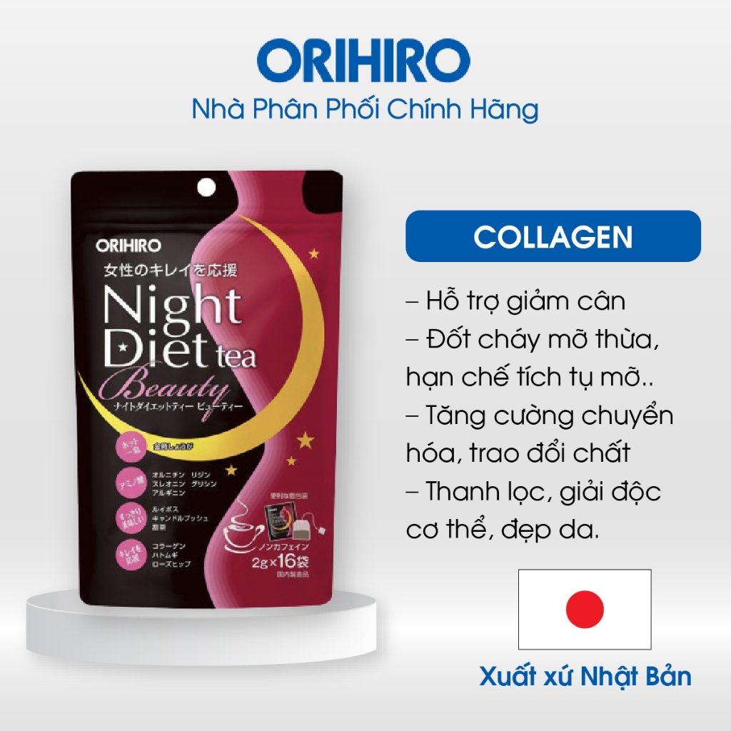Trà giảm cân Beauty Collagen Orihiro 16 gói - NPP Chính Hãng Orihiro