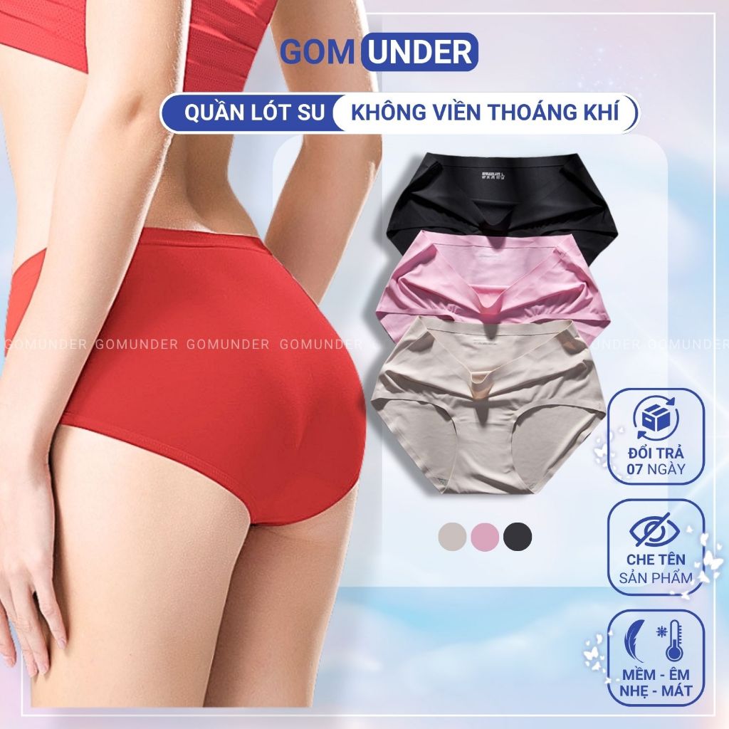 Quần lót đúc su trơn thun lạnh không viền GOM UNDER, quần lót nữ co giãn thoải mái, mềm mịn - JLD-SU