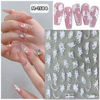 Sticker nail hoa lụa 5D trang trí móng Nghi Thảo