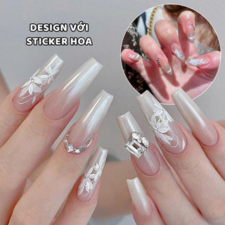 Sticker nail hoa lụa 5D trang trí móng Nghi Thảo