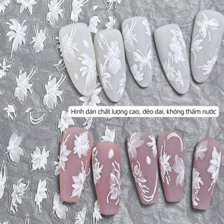 Sticker nail hoa lụa 5D trang trí móng Nghi Thảo