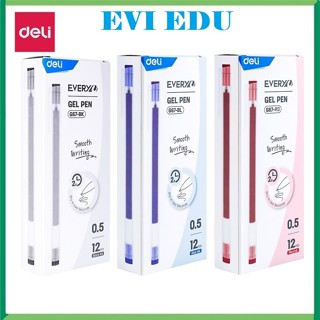 Hộp 12 cây bút bi dạng gel Deli CG67 / G67 ngòi 0.5mm viết êm trơn mực khô nhanh
