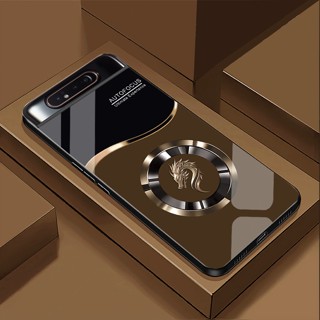 Ốp Lưng cho SAMSUNG GALAXY A80 Mặt kính cường lực, cao cấp Họa tiết FOCUS RỒNG