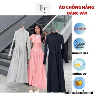 Áo Chống Nắng Váy 2 Lớp, Chống Nắng Toàn Thân Có Mũ Che Mặt Form Rộng, Chất Vải Thun Lạnh Chống Tia Uv T&T 18Fashion