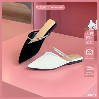 Sục nữ HÀ HUYỀN da mềm êm chân mũi nhọn quai đá ngang đế bệt - SU405