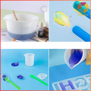 Cốc Silicon 1000ml, Thanh Khấy Dụng Cụ Pha Trộn Bằng Silicon