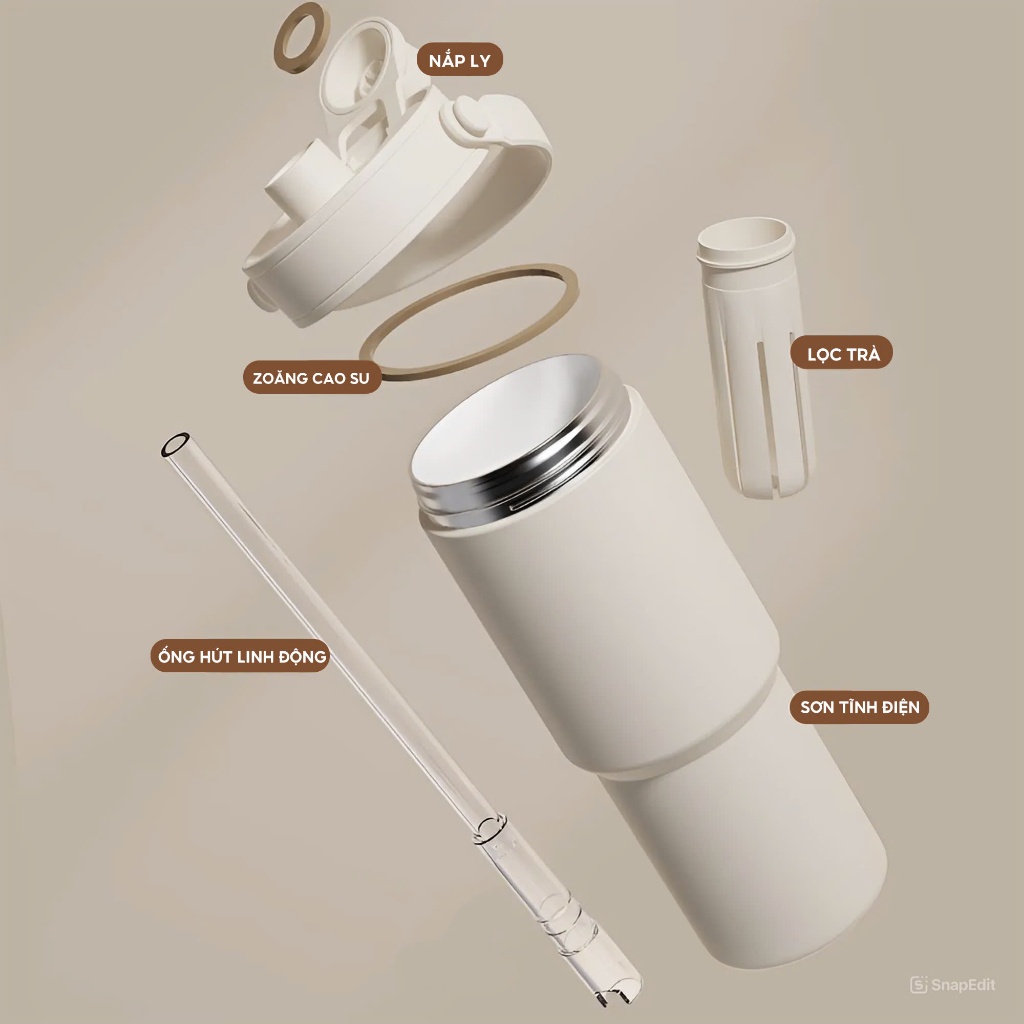 Ly giữ nhiệt Simply Inox 316 cao cấp 735ml lõi phủ sứ cốc giữ nhiệt Fan House có ống hút, quai xách | BigBuy360 - bigbuy360.vn