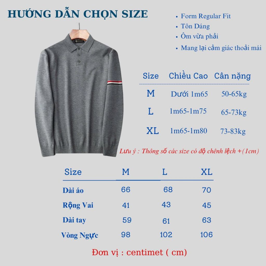 Áo Polo dệt kim RYOMA dài tay cao cấp, chất len lông thỏ mềm mại kiểu dáng classic kẻ tay sang trọng NLH-10 | BigBuy360 - bigbuy360.vn